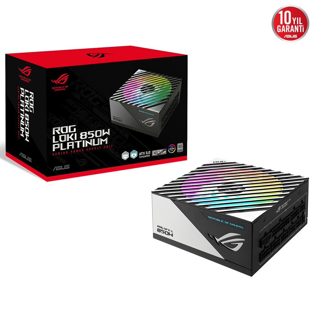 ASUS ROG LOKI SFX-L 850P PLATINUM WHITE MODÜLER ATX GÜÇ KAYNAĞI ÜNİTESİ 24-PIN BEYAZ