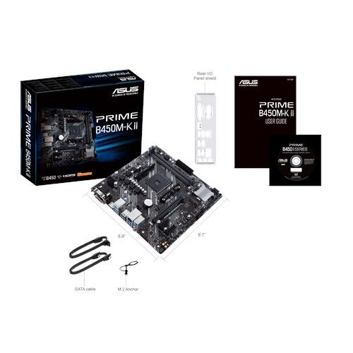 ASUS PRIME B450M-K II AMD B450 AM4 DDR4 4400 HDMI DVI VGA M2 USB3.2 mATX BIOS Flashback