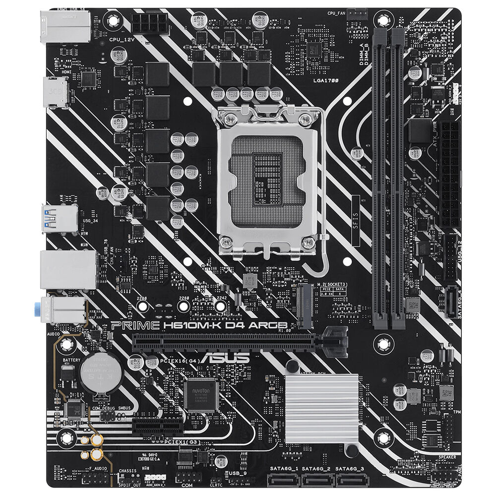 ASUS PRIME H610M-K D4 ARGB Intel H610 LGA1700 DDR4 3200 HDMI M2 USB3.2 AURA RGB mATX ASUS 5X PROTECTION III