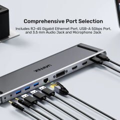 UNITEK UHUB11+ USB-C DISPLAYLINK 4K BAGLANTI ISTASYONU (D1147AGY01)