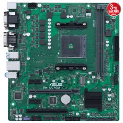 ASUS PRO A520M-C II/CSM AMD A520 AM4 DDR4 4600 DP HDMI DVI VGA M2 USB3.2 COM PCI TPM mATX ASUS 5X PROTECTION III UCRETSIZ UZAKTAN YONETIM YAZILIMI