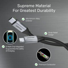 UNITEK USB-C 3.2 KABLO 2MT 5GBPS 4K (C14091ABK)