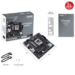ASUS MB PRIME A620M-K AMD A620 AM5 DDR5 6400 HDMI VGA M2 USB3.2 AURA RGB mATX 96GB kadar ram desteği ASUS 5X PROTECTION III