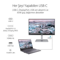 ASUS PROART PA247CV 23.6 IPS 1920x1080 5MS 75HZ DP HDMI USB-C MM VESA 3YIL 709 sRGB CALMAN SERTIFIKALI PIVOT DAISY CHAINING Monitör