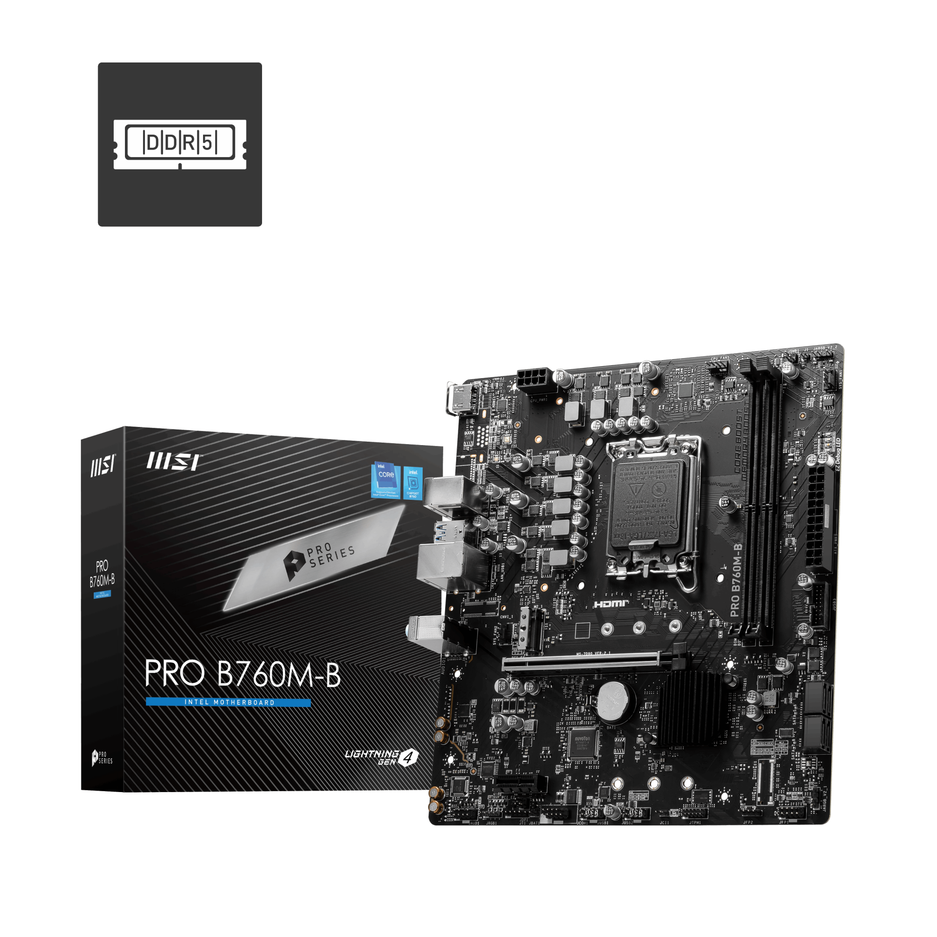 MSI MB PRO B760M-B DDR4 SOKET 1700 DDR4 4800(OC) PCI-E ,M.2 USB3.2 HDMI, 1x 2,5G LAN mATX