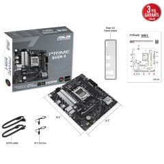 ASUS MB PRIME B650M-R AMD B650 AM5 DDR5 7200 HDMI 2x M2 USB3.2 AURA RGB 2.5Gbit LAN mATX 96GB’a kadar ram desteği ASUS 5X PROTECTION III