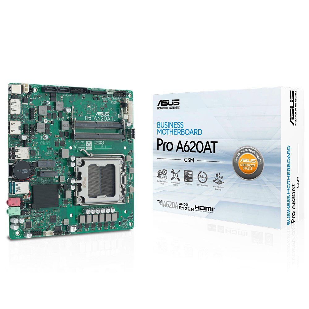 ASUS MB PRO A620AT-CSM AMD A620 AM5 DDR5 6400 DP HDMI M2 USB3.2 Thin Mini ITX LVDS Bağlantı, ASUS MB Control Center Express Lisansı
