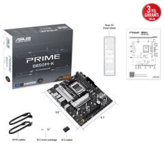 ASUS PRIME B850M-K AMD B850 AM5 DDR5 8200 DP HDMI Çift M2 USB3.2 AURA RGB 2.5Gbit LAN mATX 8+2+1 Güç Aşamaları, 1xGen5 M.2, Advanced AI PC-Ready