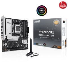 ASUS MB PRIME B850M-A-CSM AMD B850 AM5 DDR5 8000 2xDP HDMI 3x M2 USB3.2 AURA RGB 2.5Gbit LAN mATX 256GB’a kadar ram desteği, 1xGen5 M.2, Ücretsiz Uzaktan Yönetim Yazılımı