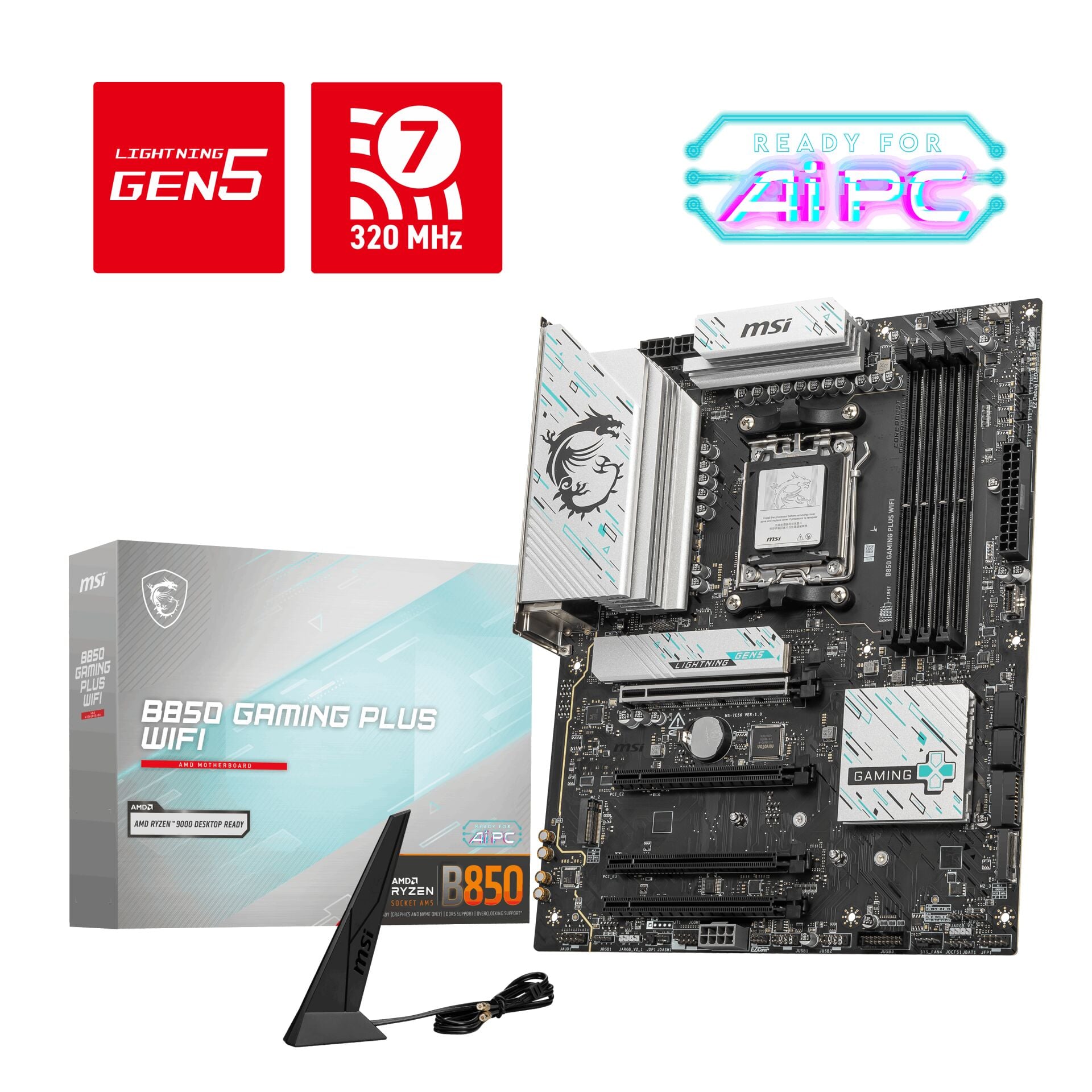 MSI B850 GAMING PLUS WIFI AM5 DDR5 8200MHZ(OC) DP 3x M.2 USB 10Gbs 5G LAN WI-FI 7 ATX