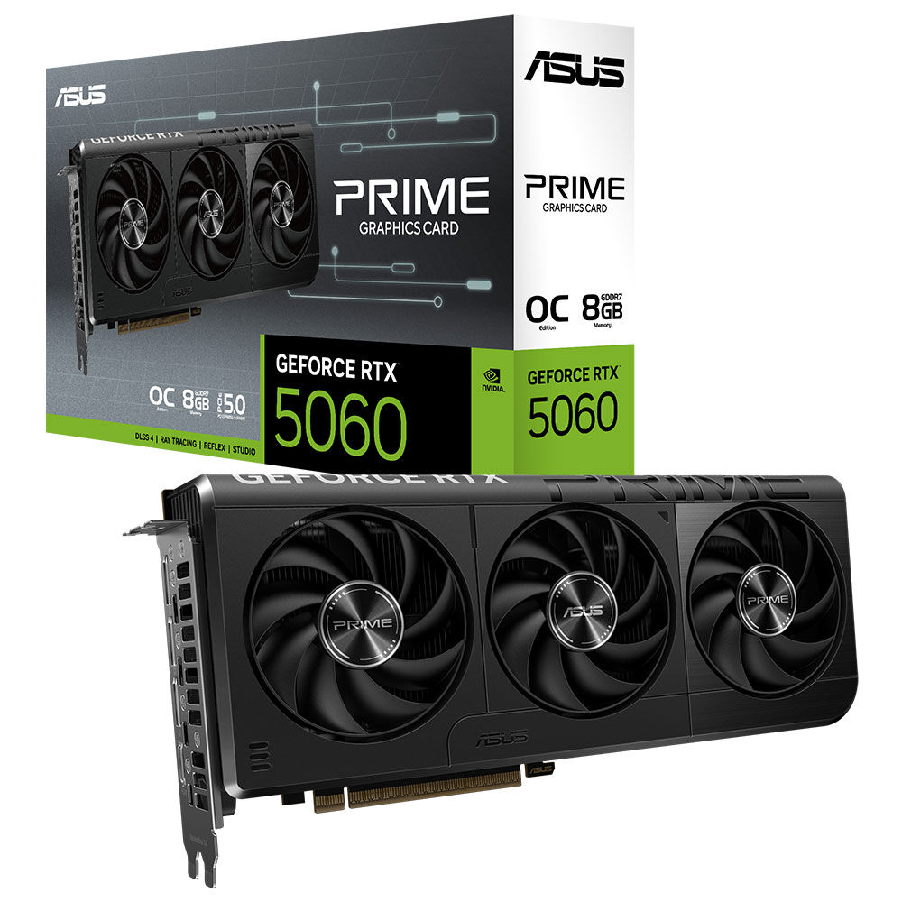 ASUS VGA PRIME-RTX5060-O8G-NVIDIA-GEFORCE-RTX 5060-8GB GDDR7-128bit--HDMI-3xDP-DLSS3 EKRAN KARTI