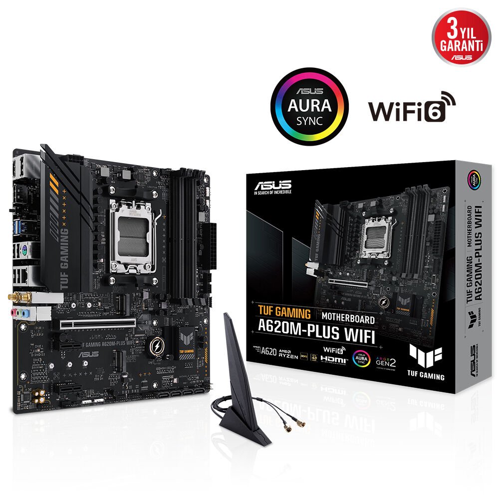 ASUS TUF GAMING A620M-PLUS WIFI AMD A620 Soket AM5 micro ATX ANAKART