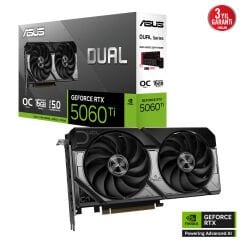 ASUS VGA DUAL-RTX5060TI-O16G-NVIDIA-GEFORCE-RTX 5060 TI-16G-16GB GDDR7-128bit--OC-HDMI-3xDP-DLSS4 EKRAN KARTI