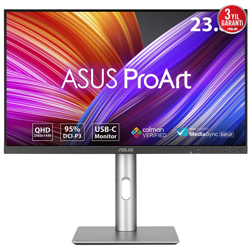 ASUS ProArt PA24ACRV 23.8 4K IPS HDR400 2560 x 1440 5ms 75Hz 350cd DP HDMI USB-C Hoparlör VESA 3YIL 95% DCI-P3, Calman Verified, PD 96W PIVOT Monitör