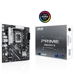 ASUS PRIME B860M-K Intel B860 LGA1851 DDR5 8800 DP HDMI Çift M2 USB3.2 AURA RGB 2.5Gbit LAN mATX 6+1+1 Güç Aşamaları, 1xGen5 M.2, Ready for Advanced AI PC