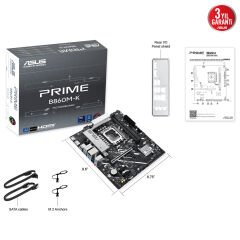 ASUS PRIME B860M-K Intel B860 LGA1851 DDR5 8800 DP HDMI Çift M2 USB3.2 AURA RGB 2.5Gbit LAN mATX 6+1+1 Güç Aşamaları, 1xGen5 M.2, Ready for Advanced AI PC