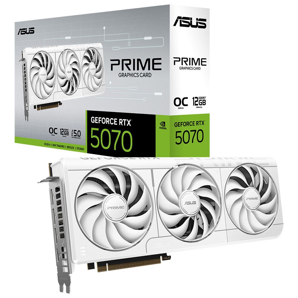 ASUS VGA PRIME-RTX5070-O12G-WHITE-NVIDIA-GEFORCE-RTX 5070-12GB GDDR7-192bit--OC-2xHDMI-3xDP-DLSS4 EKRAN KARTI