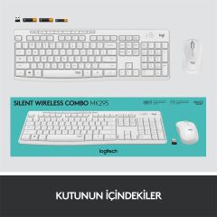 LOGİTECH MK295 SESSİZ KABLOSUZ TÜRKÇE Q KLAVYE & MOUSE SETİ BEYAZ 920-010089