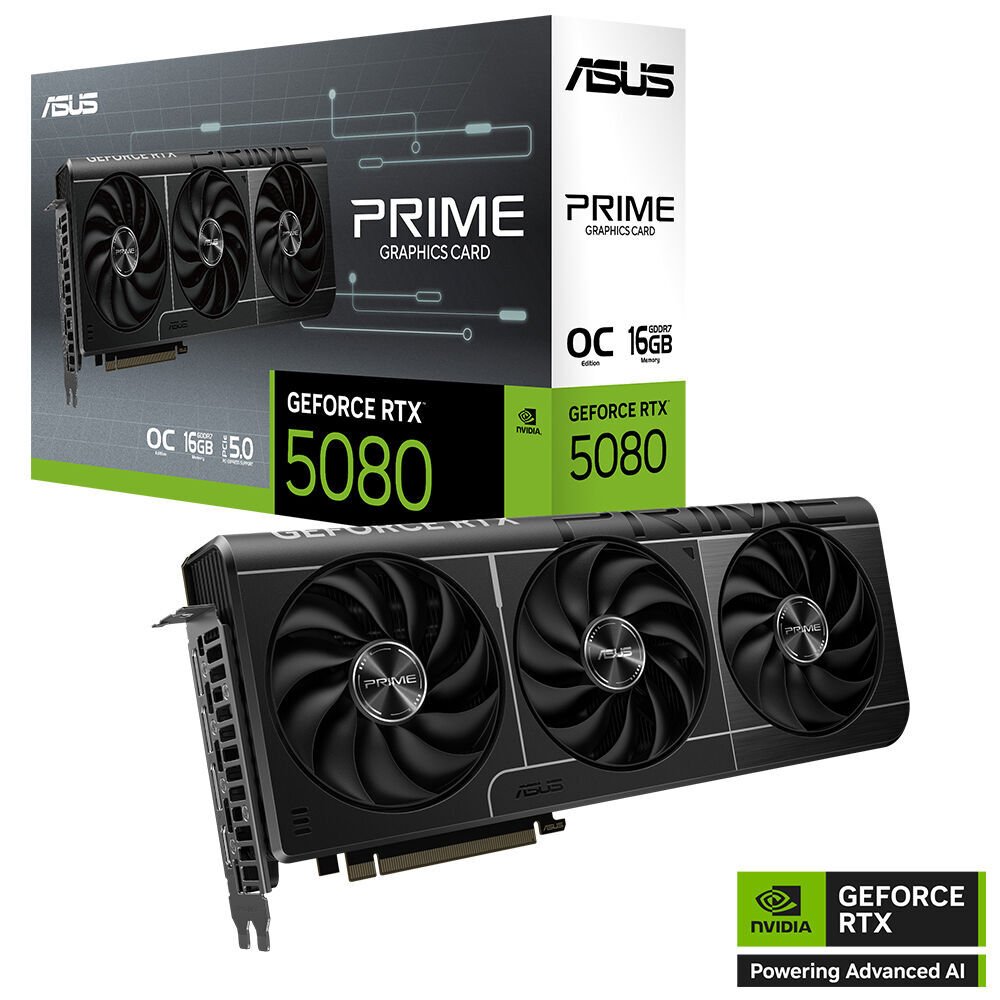 ASUS VGA PRIME-RTX5080-O16G-NVIDIA-GEFORCE-RTX 5080-16GB GDDR7-256bit--OC-HDMI-3xDP-DLSS4 EKRAN KARTI