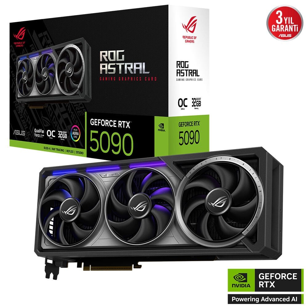 ASUS VGA ROG-ASTRAL-RTX5090-O32G-GAMING-NVIDIA-GEFORCE-RTX 5090-32GB GDDR7-512bit--OC-2xHDMI-3xDP-RGB-DLSS4 EKRAN KARTI