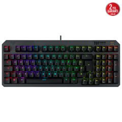 ASUS TUF GAMING K3 GEN II BLUE SWITCH KOMPAKT 97 TUŞ DİZİLİMİ OPTİK-MEKANİK RGB ANAHTARLAR SES AZALTICI KÖPÜK IP57 SU GEÇİRMEZLİK ÇIKARILABİLİR ÜST PLAKA VE AURA SYNC