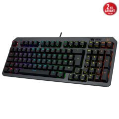 ASUS TUF GAMING K3 GEN II BLUE SWITCH KOMPAKT 97 TUŞ DİZİLİMİ OPTİK-MEKANİK RGB ANAHTARLAR SES AZALTICI KÖPÜK IP57 SU GEÇİRMEZLİK ÇIKARILABİLİR ÜST PLAKA VE AURA SYNC