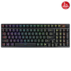 ASUS ROG STRIX SCOPE II 96 WL/RX RED/ABS/TR WIRELESS OYUN KLAVYESİ: ÜÇ MODLU BAĞLANTI, ROG RX OPTİK ANAHTARLAR, PBT TUŞ KAPAKLARI, SİLİKON YALITIM, EK ROG TUŞLARI, BİLEK DESTEĞİ