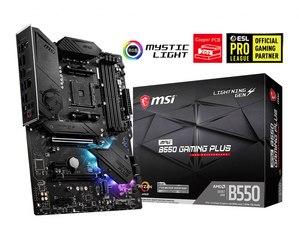 MSI MPG B550 GAMING PLUS DDR4 4400MHZ 1XHDMI 1XDP 2XM.2 USB 3.2 ATX AM4 (AMD 5000/4000G/3000 SERİLERİ İLE UYUMLU)