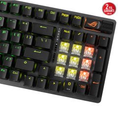 ASUS ROG STRIX SCOPE II 96 WL/NX SNOW/PBT/UK WIRELESS OYUNCU KLAVYESİ 3 FARKLI BAĞLANTI (2.4GHz RF, BLUETOOTH, KABLOLU) ROG NX SNOW MEKANİK SWITCH AURA SYNC RGB VE BİLEK DESTEĞİ İNGİLİZCE