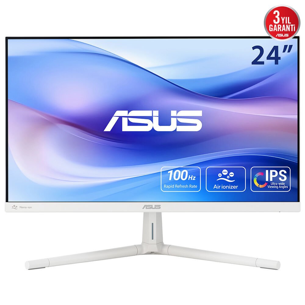 ASUS VU249HFI-W 23.8 IPS NANO IYON 1920x1080 1ms 100Hz 250cd HDMI VESA 3YIL EYECARE PLUS DÜŞÜK MAVİ IŞIK FLICKER- FREE ÇERÇEVESİZ MONİTÖR