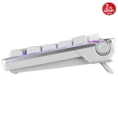 ASUS M701 ROG AZOTH/NX SNOW/PBT/UK OLED DISPLAY GASKET-MOUNT 3 KATMANLI IZOLASYON ABS TUSLAR 3 MOD BAGLANTI ROG/NX SWITCH OYUNCU KLAVYESI INGILIZCE BEYAZ