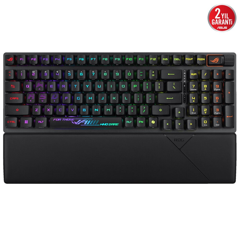 ASUS ROG CLAYMORE II/RX RED/PBT/UK AURA SYNC RGB BİLEK DESTEĞİ MEKANİK OYUNCU KLAVYE ROG RX RED SWITCH İNGİLİZCE