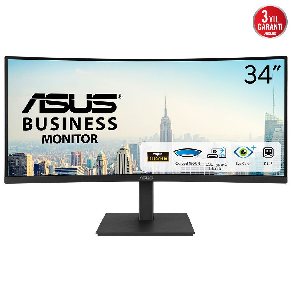 ASUS VA34VCPSR 34 VA KAVİSLİ FREESYNC 3440x1440 4ms 100Hz 300cd KAVİSLİ ÇERÇEVESİZ MONİTÖR
