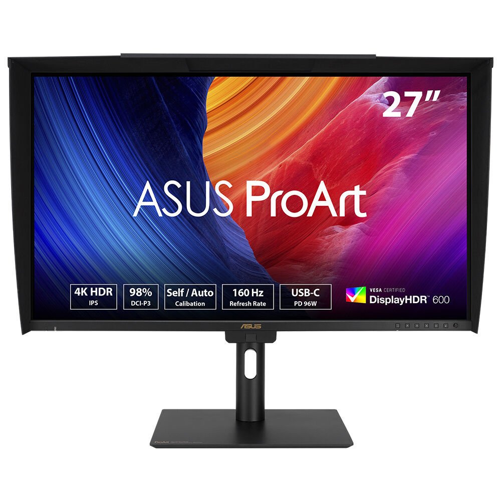 ASUS ProArt PA27UCGE 27 4K IPS 3840x2160 1ms 160Hz 600cd DP HDMI USB-C Hoparlör VESA 3YIL 98% DCI-P3, DONANIMSAL KALİBRASYON, HDR-10, HLG, Auto KVM,PD 96W PIVOT MONİTÖR