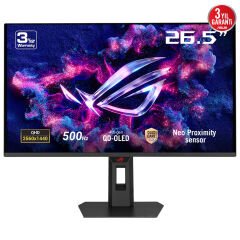 ASUS ROG STRIX XG27AQDPG 26.5 QD-OLED HDR500 2560x1440 0.03ms 500Hz 300cd DP HDMI USB VESA 3YIL %99 DCI-P3, 10BİT, PİVOT, IŞIK MONİTÖR