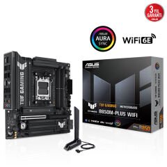 ASUS TUF GAMING B850M-PLUS WIFI AMD B850 AM5 DDR5 6400 DP HDMI 2X M2 USB3.2 AX WİFİ BT AURA RGB 2.5GBİT LAN MATX 128GB A KADAR RAM DESTEĞİ ASUS TUF PROTECTION ARMOURY CRATE