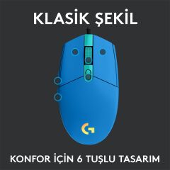LOGİTECH G G102 LIGHTSYNC OYUNCU MOUSE MAVİ 910-005801