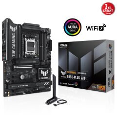 ASUS TUF GAMING B850-PLUS WIFI AMD B850 AM5 DDR5 6400 DP HDMI 3X M2 USB3.2 AX WİFİ BT AURA RGB 2.5GBİT LAN ATX 128GB A KADAR RAM DESTEĞİ ASUS TUF PROTECTION ARMOURY CRATE