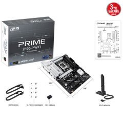 ASUS PRIME Z890-P Intel Z890 LGA1851 DDR5 7600 DP HDMI Type-C 4x M2 USB3.2 AURA RGB 2.5Gbit LAN ATX 14+1+2+1 Güç Aşamaları, ASUS AI Teknolojieri, Easy PC DIY