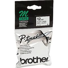 BROTHER P-TOUCH M-K231 M-TAPE 12MM BEYAZ ÜZERİNE SİYAH KAĞIT ETİKET