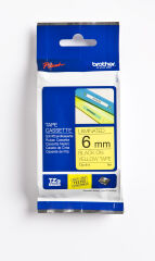 BROTHER P-TOUCH TZE-611 TZE-TAPE 6MM SARI ÜZERİNE SİYAH LAMİNASYONLU ETİKET