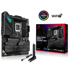 ASUS ROG STRIX B860-F GAMING WIFI INTEL B860 LGA1851 DDR5 9066 DP HDMI 4x M2 USB3.2 Gen 2x2 WiFi 7 + BT AURA RGB 2.5Gbit LAN ATX 16+1+2+1 Güç Aşamaları 1xGen5 M.2 ASUS AI Advisor Thunderbolt 4