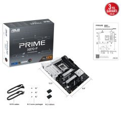 ASUS MB PRIME X870-P AMD X870 AM5 DDR5 8000 HDMI 2xUSB4 4x M2 USB3.2 AURA RGB 2.5Gbit LAN ATX 14+2+1(80A) Güç Aşaması, Çift USB4, PCIe Slot Q-Release