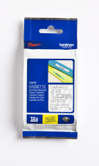 BROTHER P-TOUCH TZE-135 TZE-TAPE 12MM ŞEFFAF ÜZERİNE BEYAZ LAMİNASYONLU ETİKET