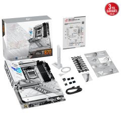 ASUS ROG STRIX X870-A GAMING WIFI AMD X870 AM5 DDR5 8000 DP HDMI 2xUSB4 4x M2 USB3.2 WiFi 7 + BT AURA RGB 5Gbit LAN ATX 16+2+2 Güç Aşamaları, Çift USB4, 4xM.2 slot, USB 20Gbps PD 3.0 ile 30W a kadar USB Çıkışı