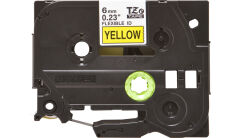 BROTHER P-TOUCH TZE-FX611 TZE-TAPE 6MM SARI ÜZERİNE SİYAH ESNEK LAMİNASYONLU ETİKET