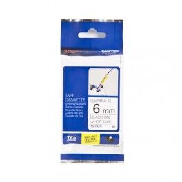 BROTHER P-TOUCH TZE-FX211 TZE-TAPE 6MM BEYAZ ÜZERİNE SİYAH ESNEK LAMİNASYONLU ETİKET
