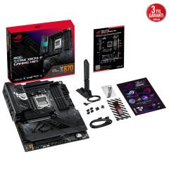 ASUS ROG STRIX X870-F GAMING WIFI AMD X870 AM5 DDR5 8000 DP HDMI 2xUSB4 4x M2 USB3.2 WiFi 7 + BT AURA RGB 5Gbit LAN ATX 16+2+2 Güç Aşamaları, Çift USB4, 4xM.2 slot, PCIe 5.0, USB 10G PD 3.0 ile 30W a kadar USB Çıkışı