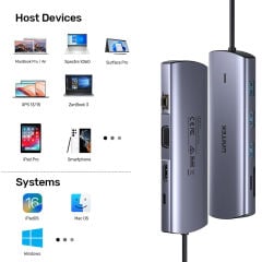 UNITEK USB-C 9 IN 1 UNIVERSAL DOCK STATION (D1113A)