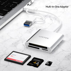UNITEK USB-C KART OKUYUCU SD/CF/MICROSD (Y-9313D)